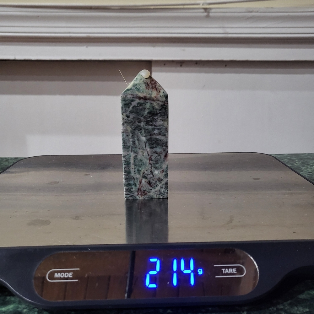 Green Pyrite Crystal Point Tower, ~3.9in - Picture 6 of 6